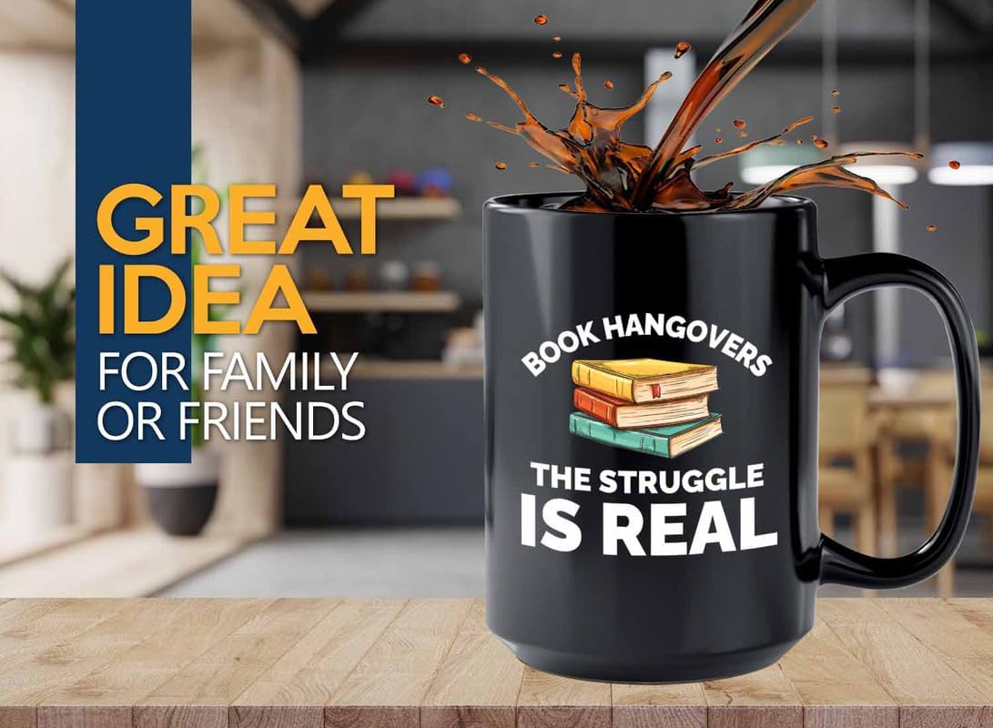 Book Lover Coffee Mug 15oz Black - The struggle is real - Gift For Poets Bookish People Bibliophile Librarian Book Club Reader