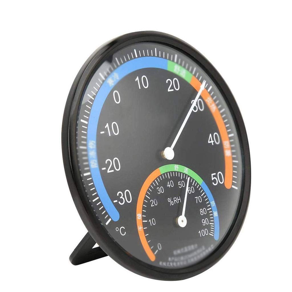 Premium Large Wall Thermometer-Hygrometer Indoor Outdoor for Patio, Pool, Kitchen, and Room Decorative (Black)