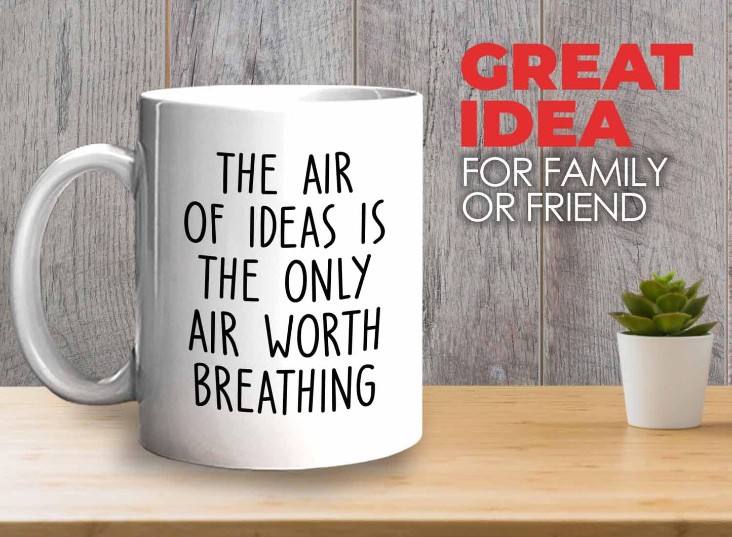 Bubble Hugs Writer Coffee Mug 11oz White - The air of ideas is the only air worth breathing - Reading Book Lover for Bookworm Bibliophile Librarians Author Readers Bookish