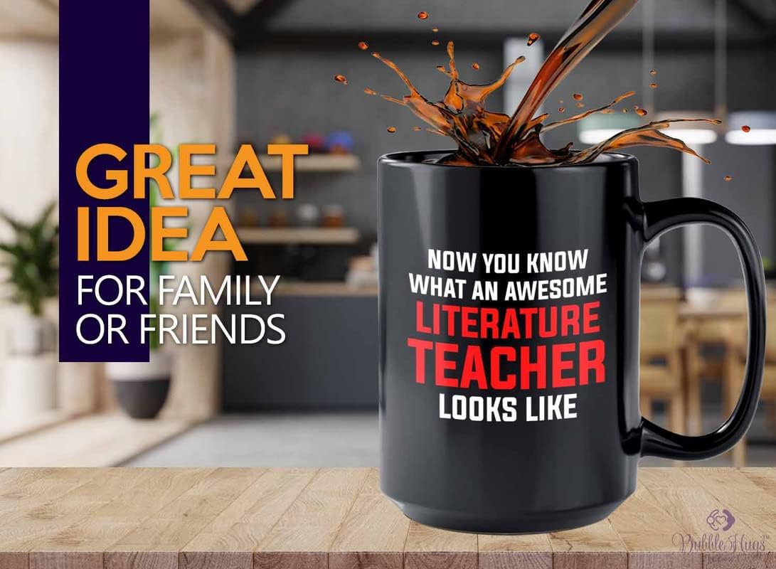 Subject Teacher Coffee Mug 15oz Black - literature teacher looks - Reading Teacher English Classroom Metaphors Literal Books Lover Language Grammar