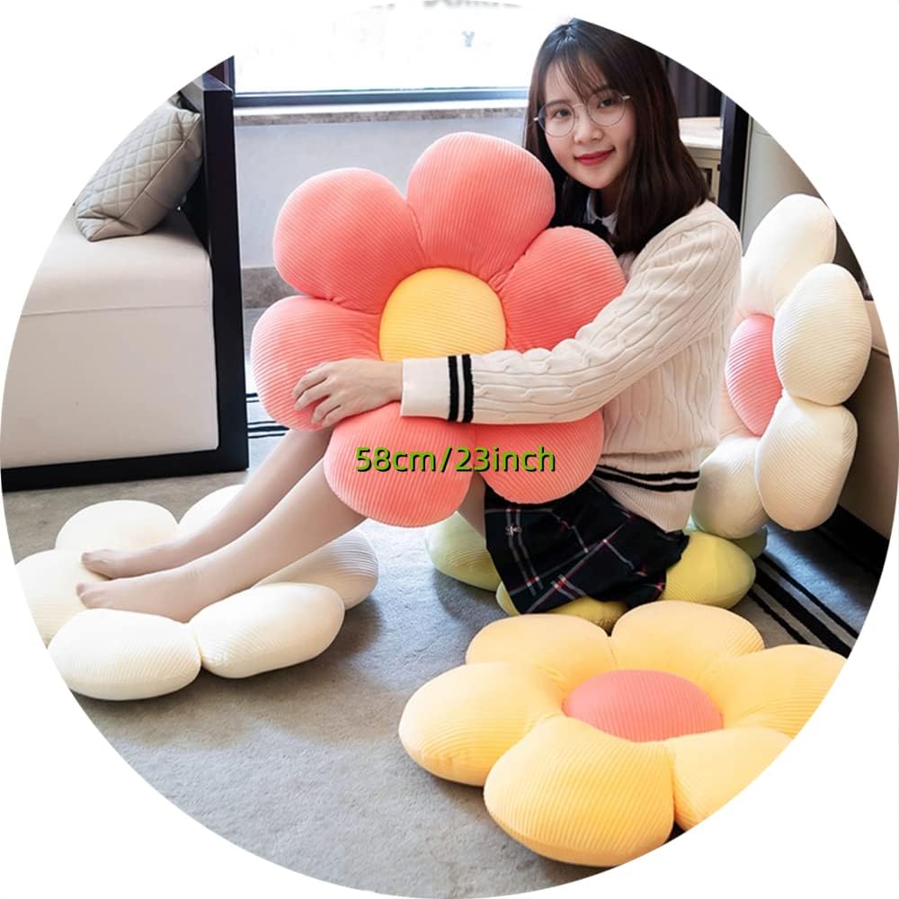 LEHU Flower Floor Pillow, Flower Shaped Seating Cushion -Cute Flowe Pillow for Girls Tweens Room Decor Floor Pillow for Reading and Lounging Comfy (Green Petals,23'')