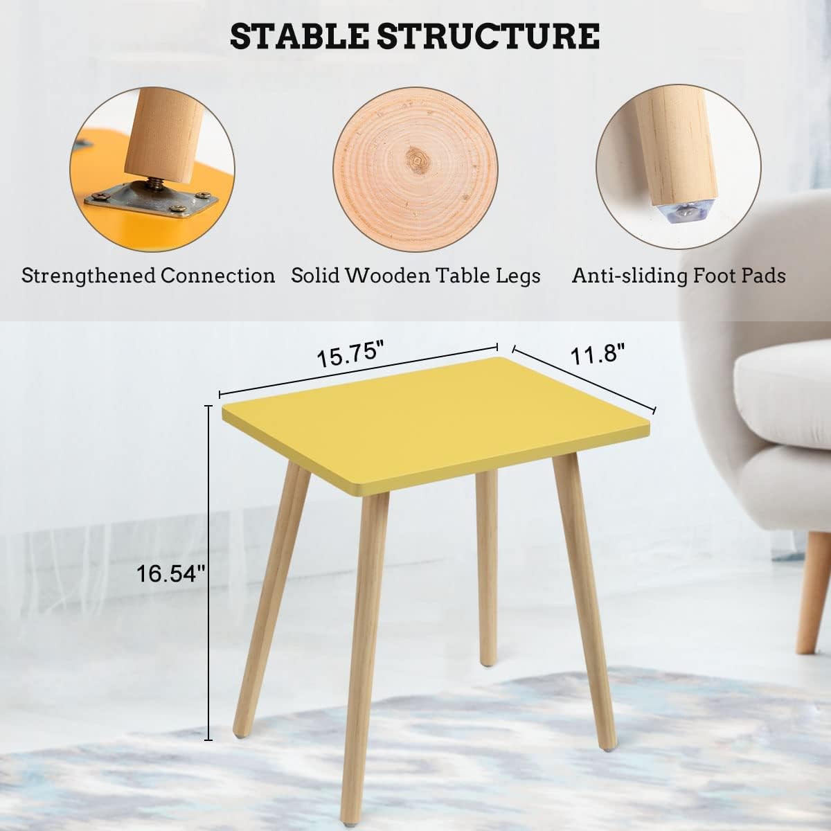 FORAOFUR Side Tables Living Room Set of 2, Small Wooden Table Accent Table Nursery Room, Bedroom, Accent Tables for Small Spaces, Easy Assembly