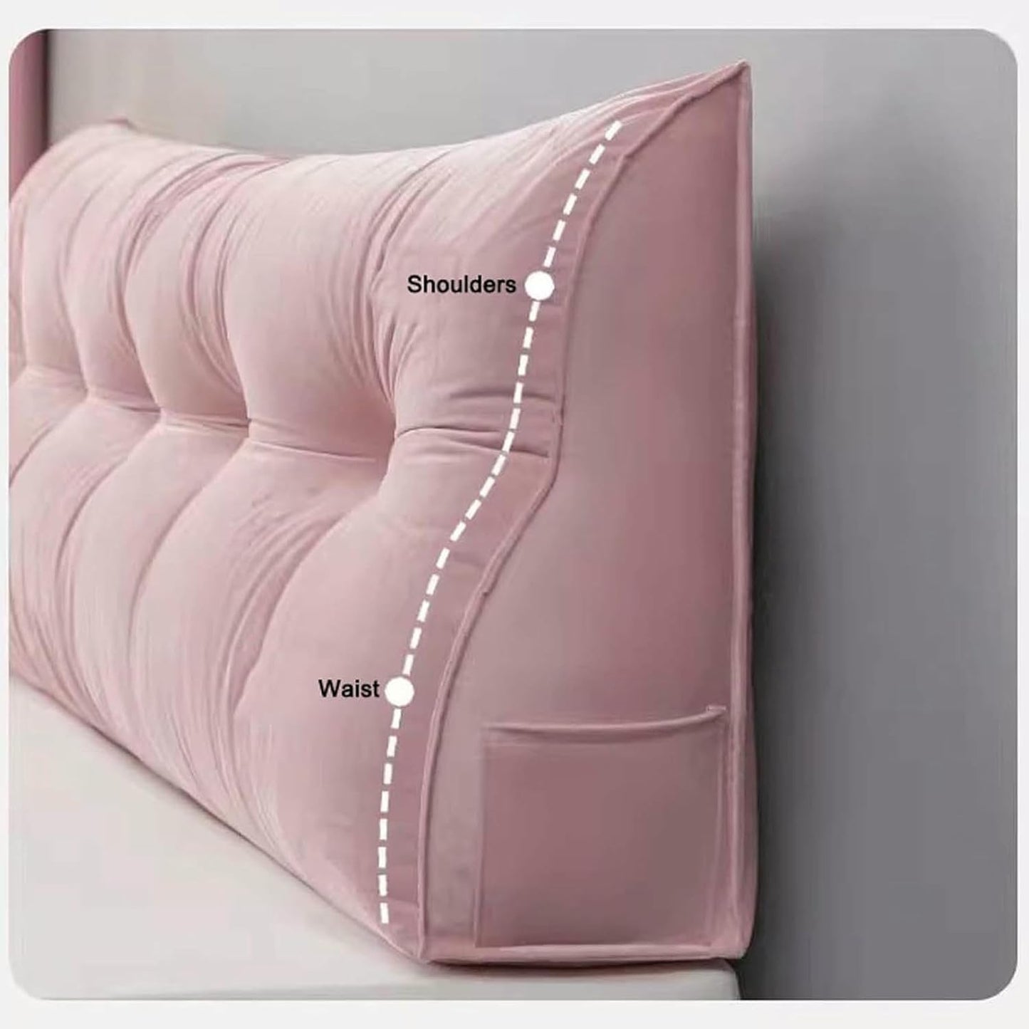 Headboard Bolster Pillow, Bed Rest Reading Pillow Bolster Triangular, Skin-Friendly Fiber Fabric, for Sitting in Bed Backrest Positioning Support