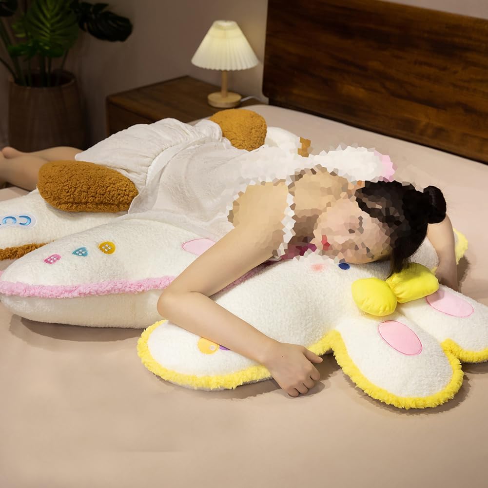 Cute Cartoon Plush Pillows Sofa Back Reading Rest Pillows Soft Bed Sleeping Head Neck Cushion Long Body Hugging Pillow (Brown, 90cm/35.43")