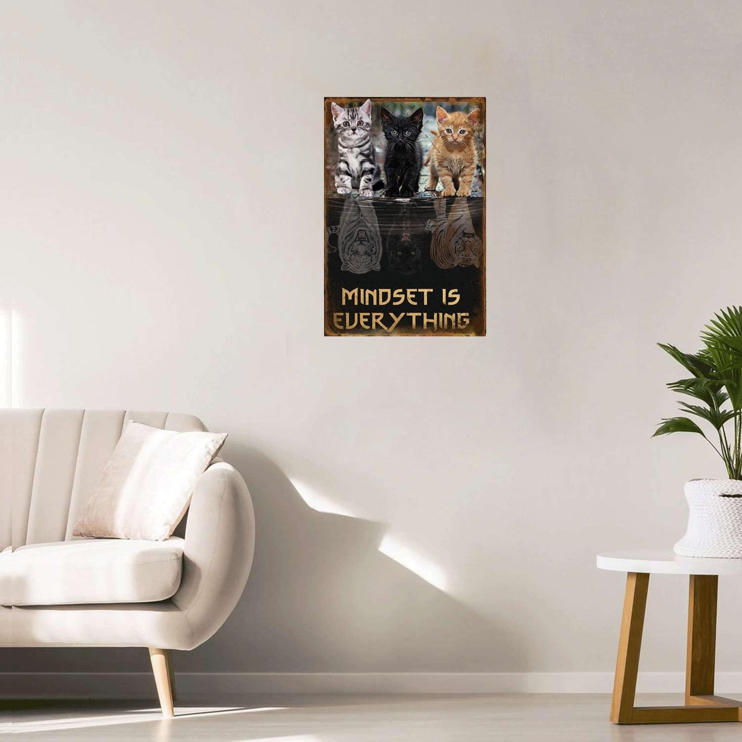 Cusde Cats Mindset Is Everything Metal Tin Sign Cat Wall Art Inspirational Motivational Quotes Decoration Positive Wall Decor Home Decoration Poster Plaque for Pub Club Room Bar 12x8 Inches