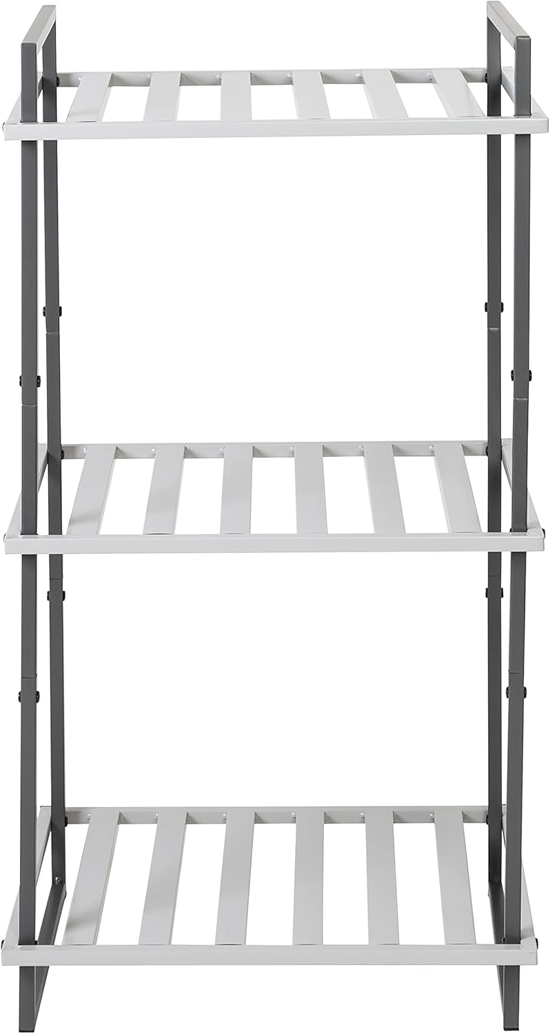 Honey-Can-Do 3-Tier Bookshelf, Book Shelf, Industrial Bookcase, with Steel Frame, for Living Room, Home Office, Bedroom, Gray and White