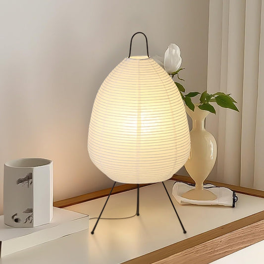 Rice Paper Lamp, Japanese Paper Lantern for Bedroom/Table/Office Soft Light, Noguchi Lamp for Wabi-Sabi Decor, Paper Table Lamp with Bulb