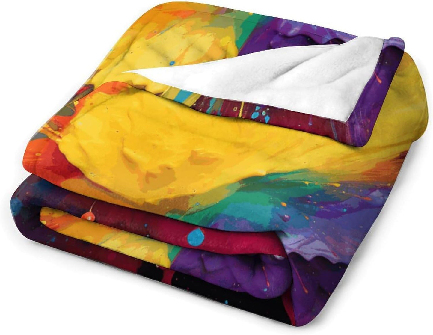 Custom Flannel Fleece Throw Blanket for Adults 50x60 Lightweight Colorful Paint Splatter Art Bedtime Blanket Soft Warm Blankets for Bed Couch Sofa Camping Picnic Wedding Gift Winter Home