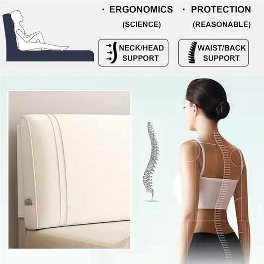 AMNOOL Upholstered Wall Mounted Headboard Cushion Support Pillowboard Headboard Bed Rest Pillow Neck Lumbar Backrest Removable Cover for Bedroom Tatami Dorm
