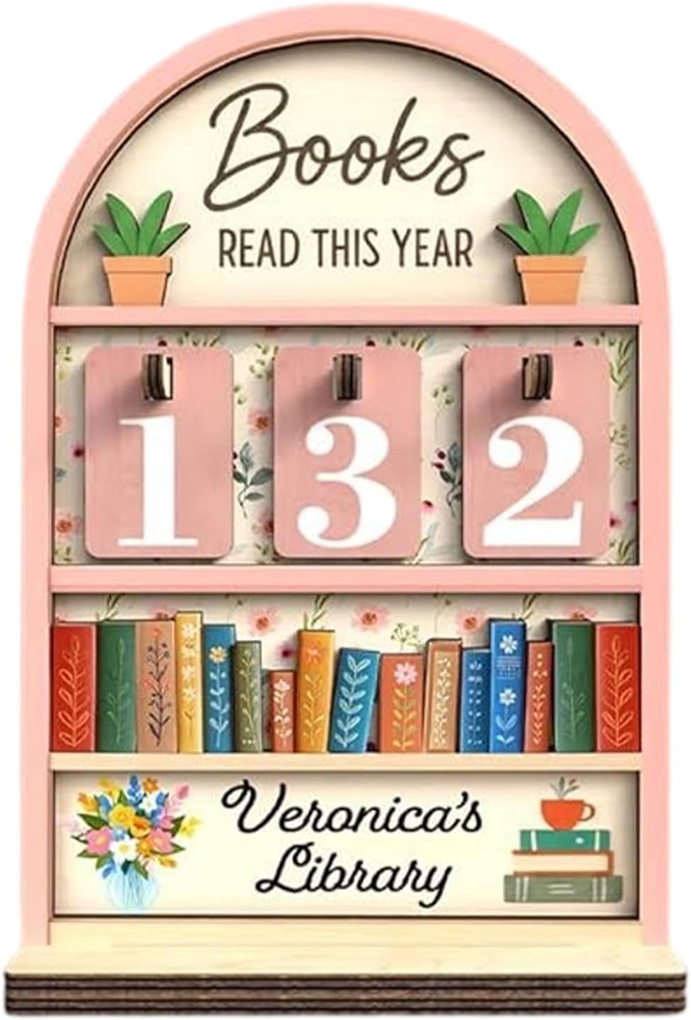 Books Read Counter, Wooden Reading Challenge Stand, Book Tracker for Club Members, Students, Teachers, Writers, Readers, Library, Christmas Stocking Stuffers
