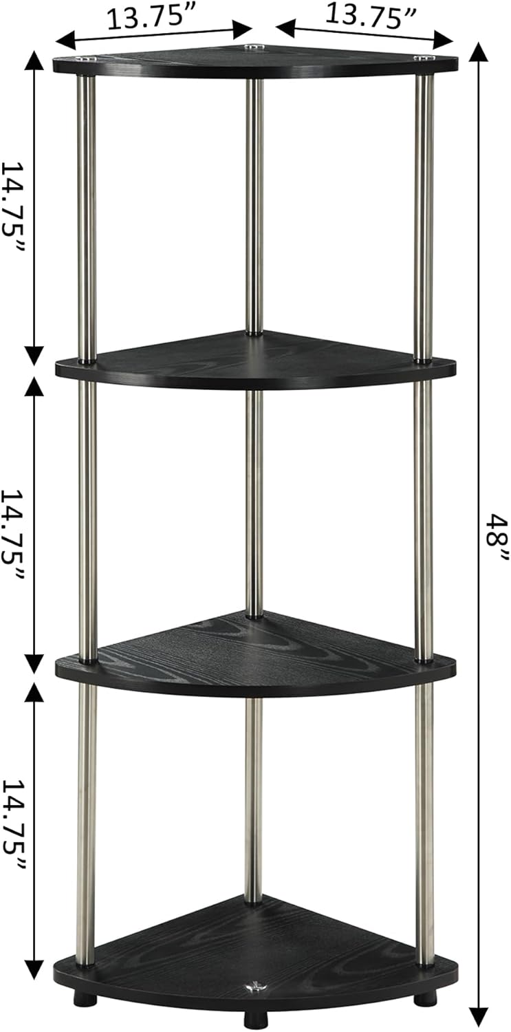Convenience Concepts Designs2Go 4 Tier Corner Shelf, Black