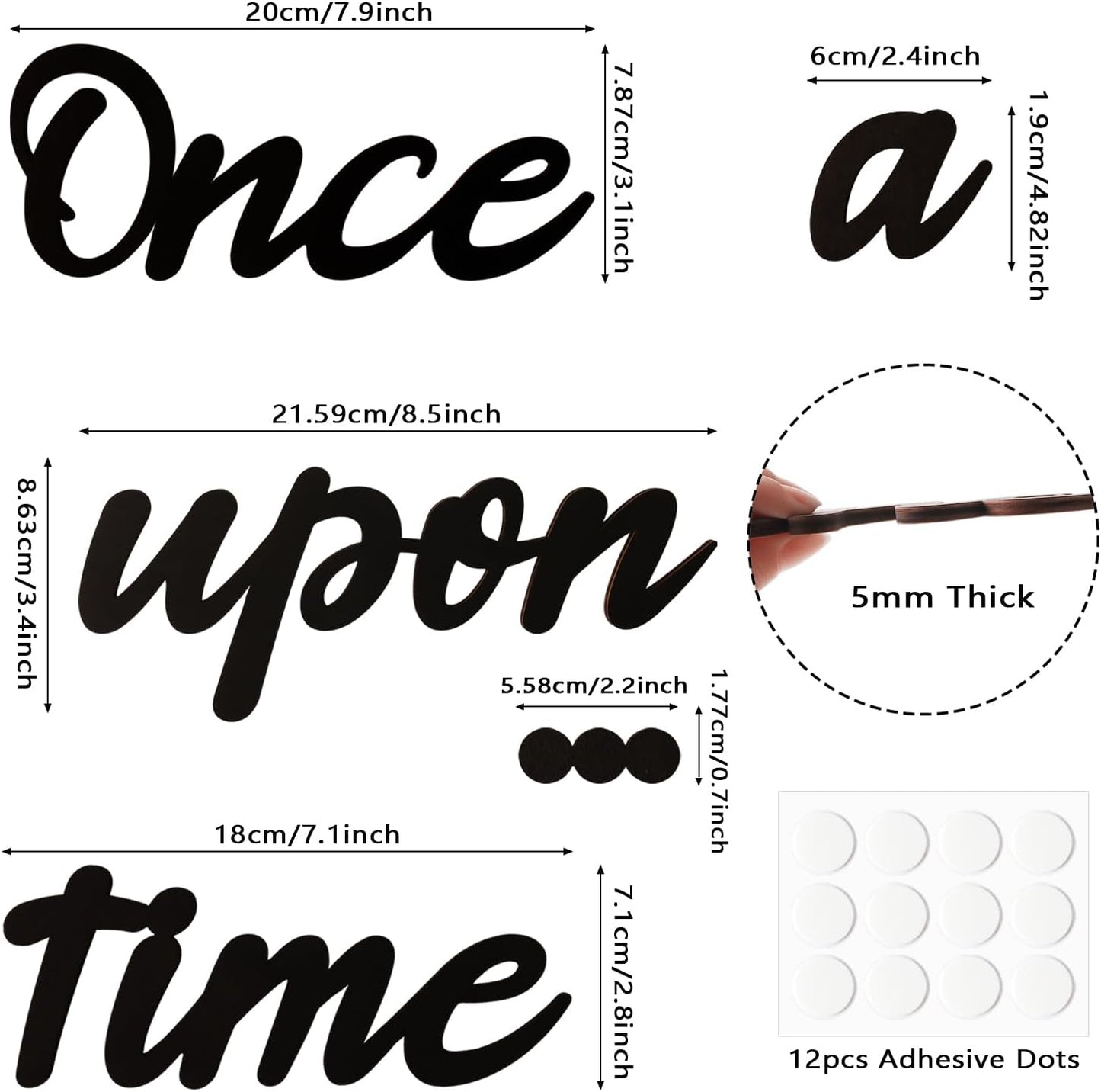 Once Upon a Time Sign Nursery Decor Black Once Upon a Time Wood Sign Wall Decor for Reading Corner Kids Room Family Bookshelf Home Décor Birthday Present DIY Decoration (Black, Medium)