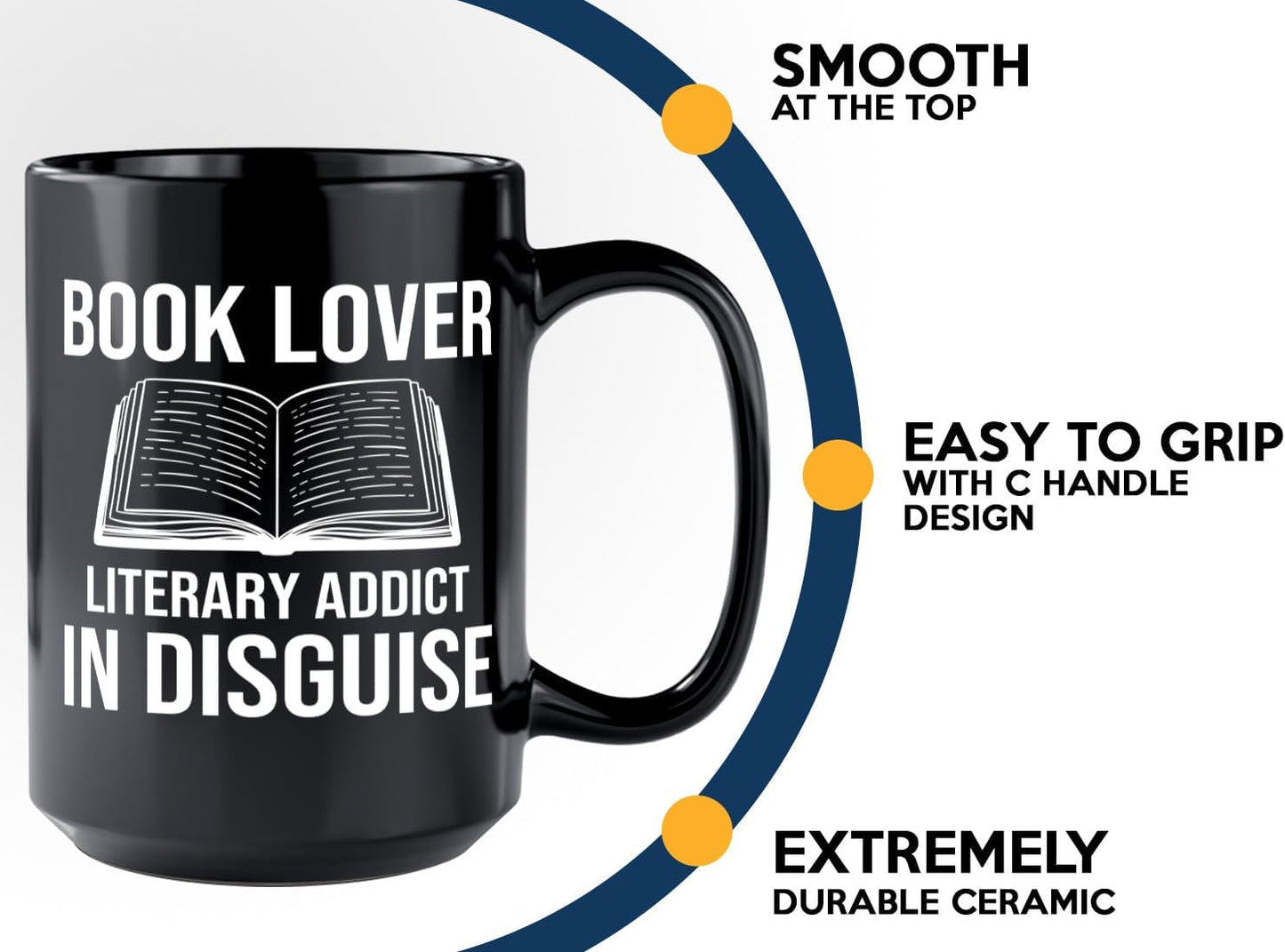 Book Lover Coffee Mug 15oz Black -Book Lover Literary - Bookworm Literature Library Book Lover Reader Booked Editor Intellectual Studious
