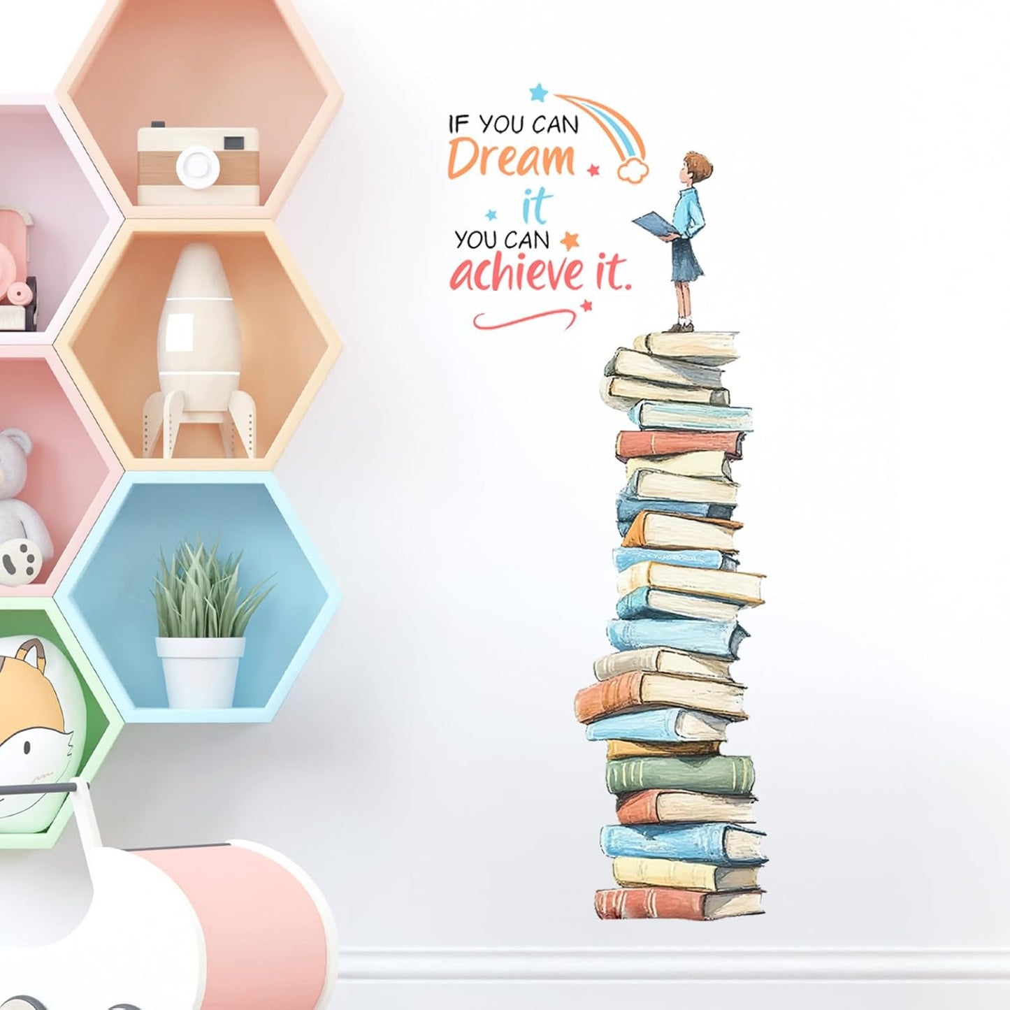 Books Educational Quote Wall Stickers,Removable Wall Decals Peel and Stick for Kids Bedroom,School Reading Corner Toddler Classroom Decor