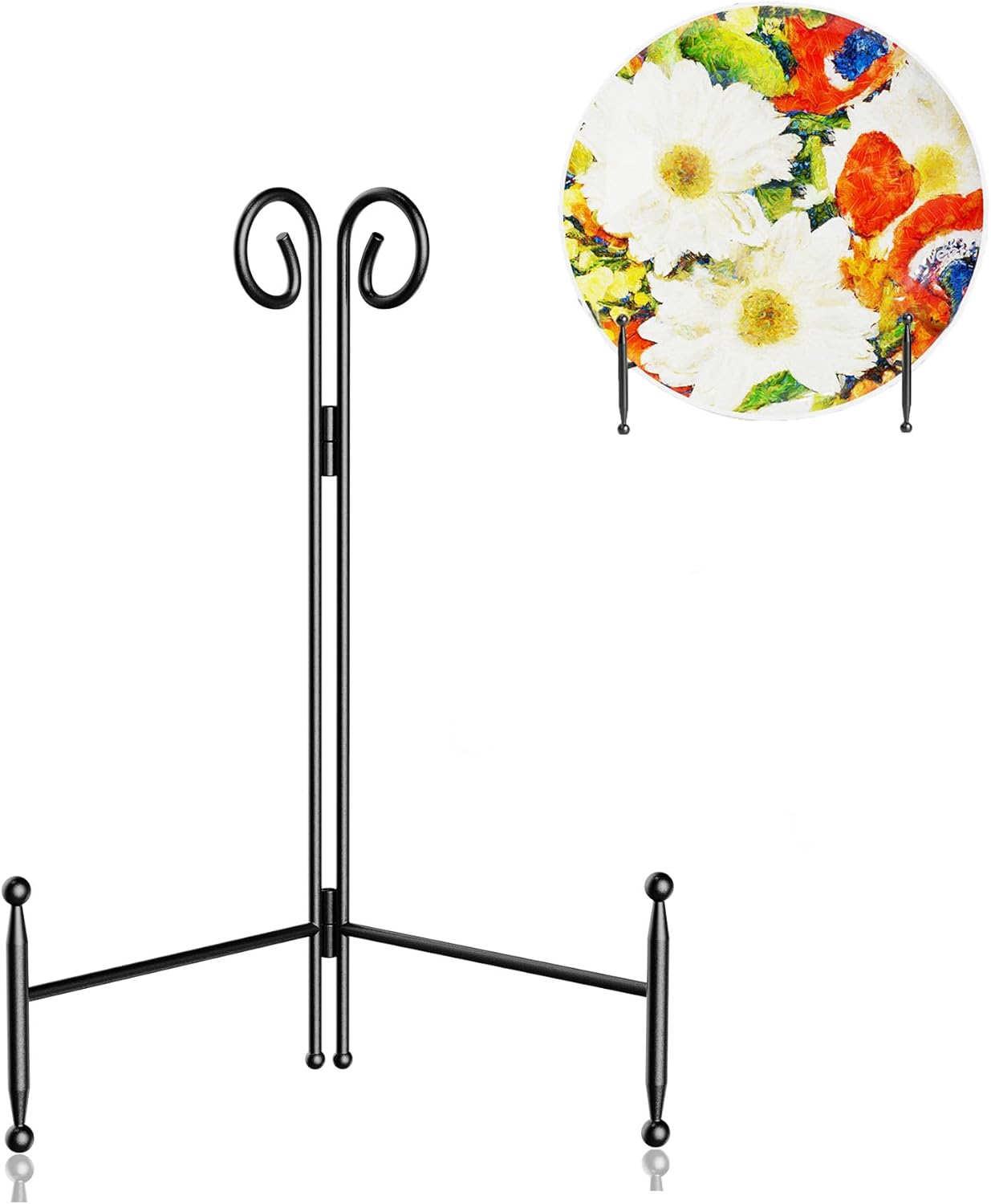 Plate Stand for Display, Black Curved Metal Plate Easel for Display, Decoative Holder for Art, Photos and Cards, 6inch 1-Pack