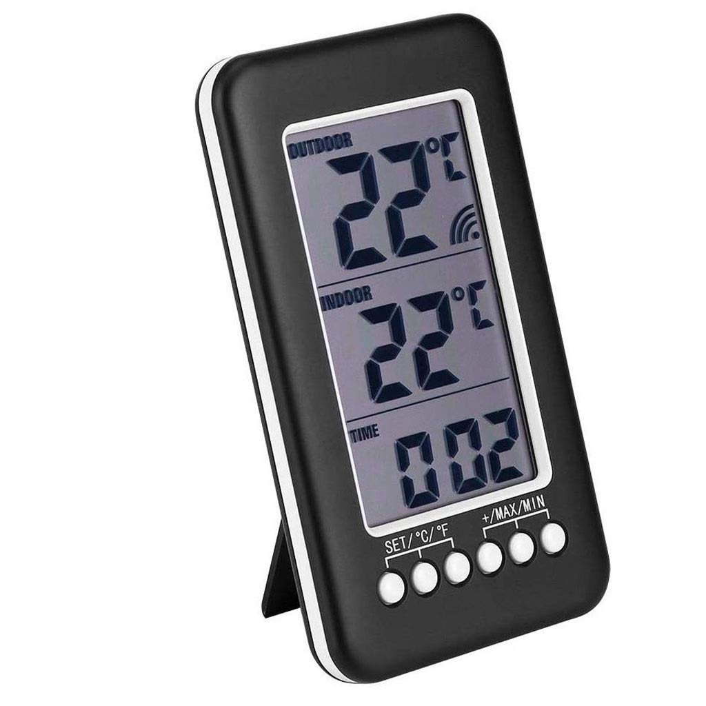 Clock Temperature Meter,LCD Digital Indoor Outdoor Thermometer Electronic and Hygrometer