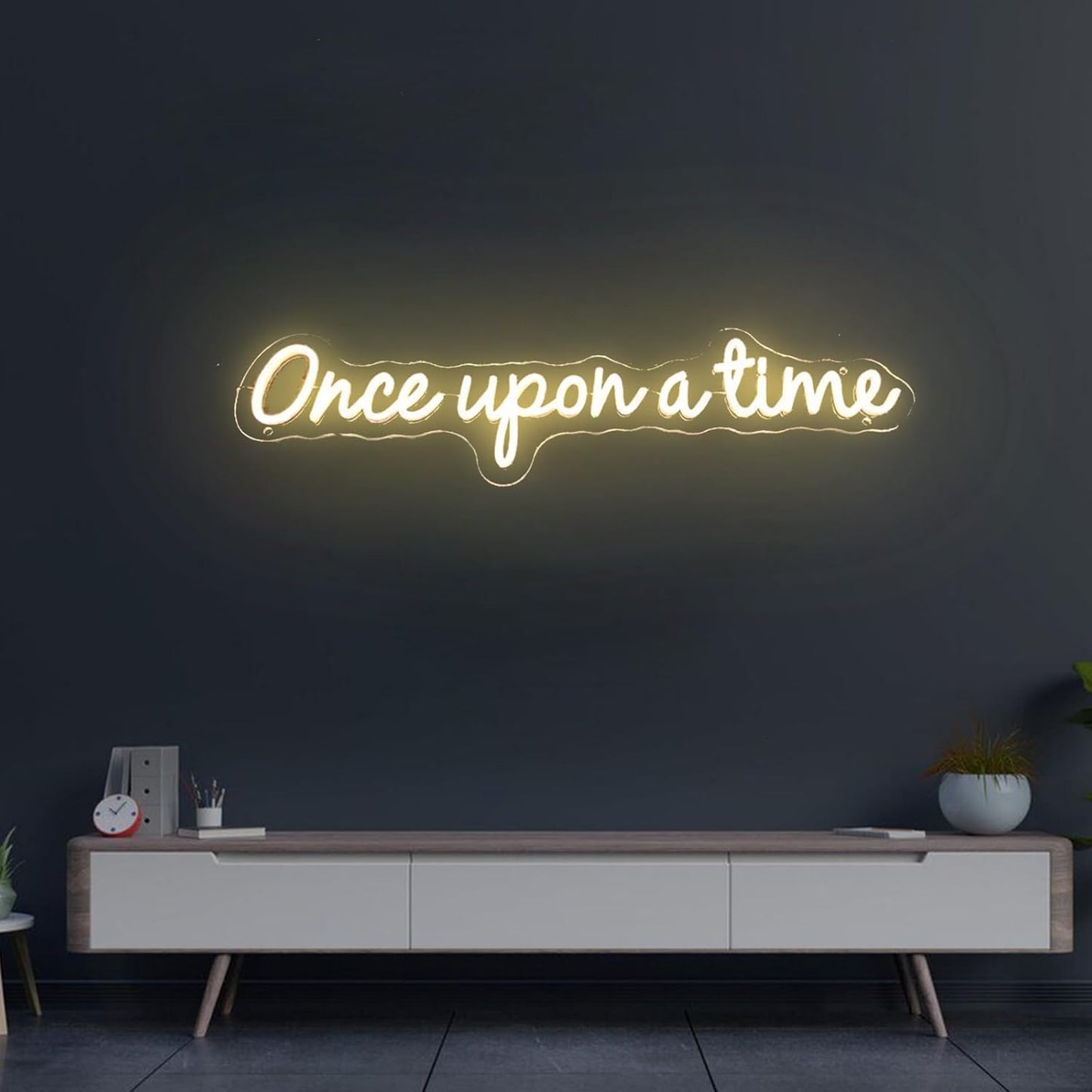 Once Upon A Time Neon Sign 30 inches Dimmable Led Lights Up Wall Art Decor Neon Signs for Reading Corner Bedroom Dormitory Party Decorations