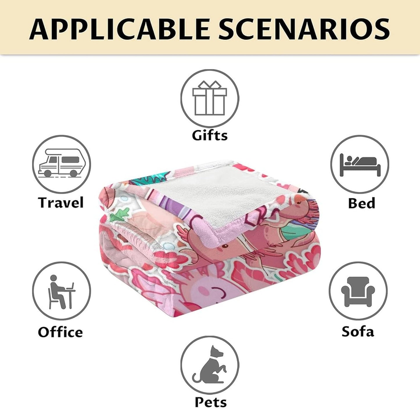 Axolotl Blanket Gifts - 40"x50" Cute Throw Blanket for Adults Kids - Pink Soft Plush Throws for Bed, Couch & Travel