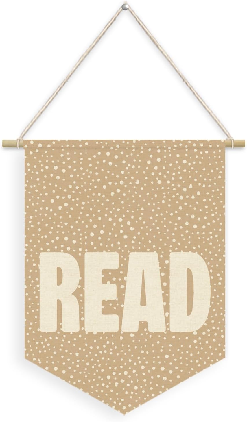 Bobo Classroom Decor Banner,Reading Nook Decor Kids Room Decor,Read Sign for Classroom Linen Pennant Banner,English Classroom Decor Wall Decor,Neutral Classroom Decor