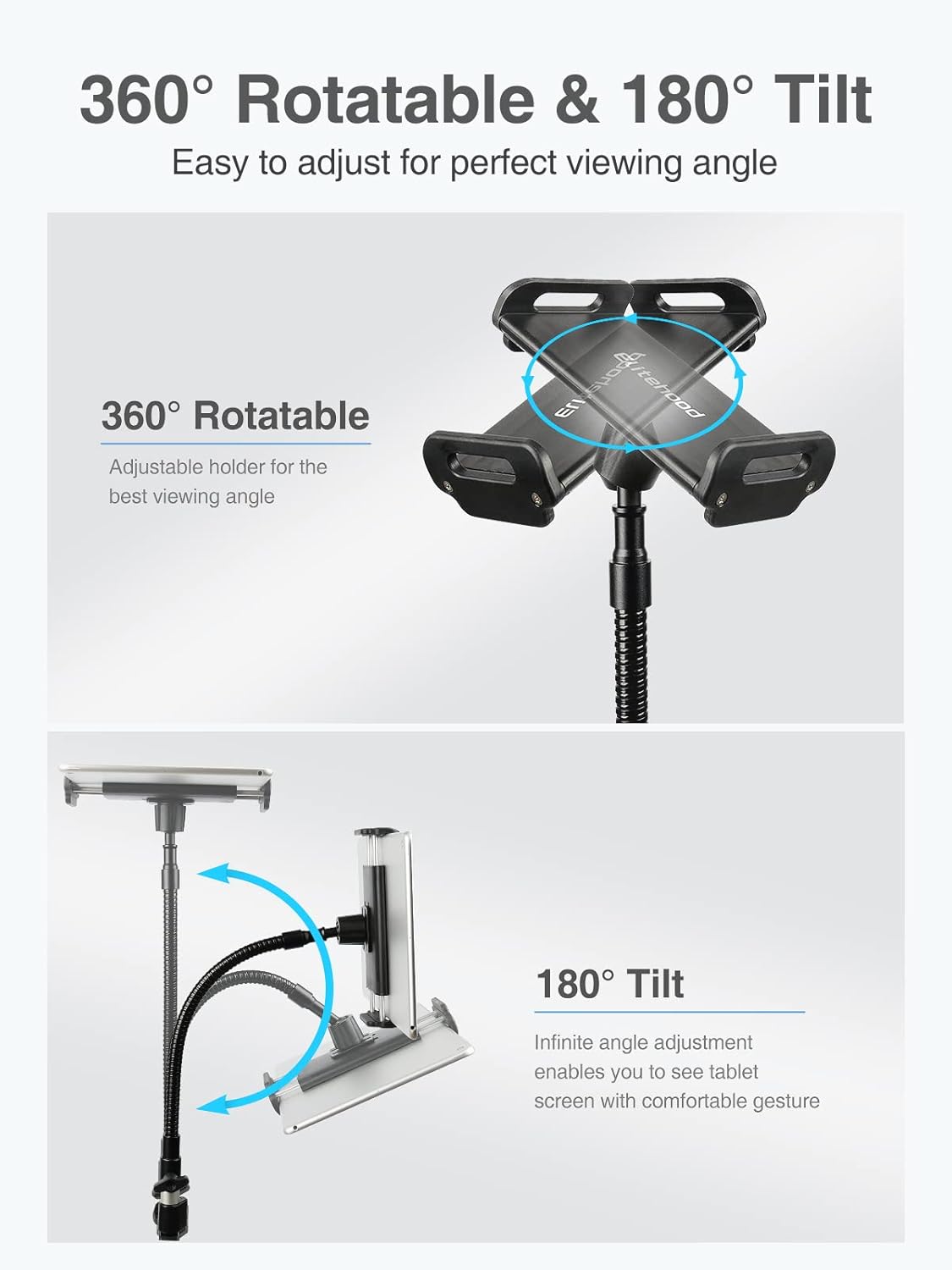 elitehood 72" Adjustable iPad Stand Floor, Heavy Duty Tablet Tripod Stand, Floor Tablet Tripod Holder for iPad Pro 12.9 Mini Air, iPhone and 4.7-13 inches Devices