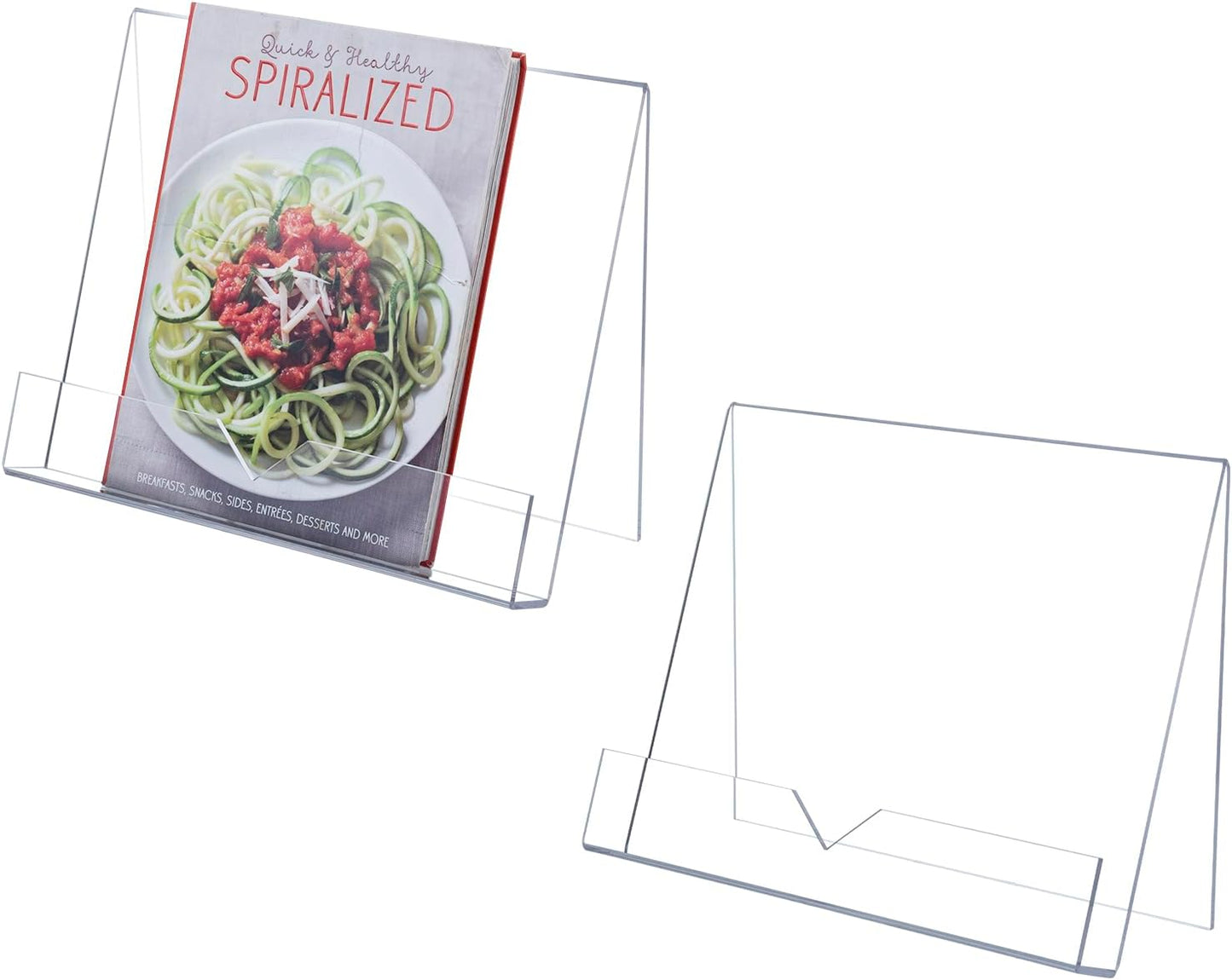 MyGift Modern 4 mm Premium Clear Acrylic Cookbook Holder, Recipe Book Stand, Magazine Display Rack, Set of 2