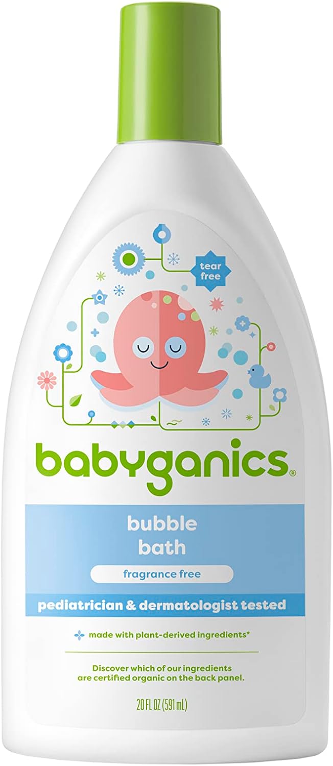 Babyganics Bubble Bath, Gently Cleanses, Fragrance Free, 20 Fl Oz, Packaging May Vary