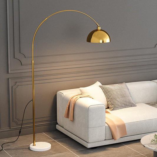 70.9" Arc Floor Lamps for Living Room Gold Floor Lamp Adjustable Height Standing Lamp with Metal Hanging Dome Shade Over Couch Arched Reading Light for Dining Room Classroom