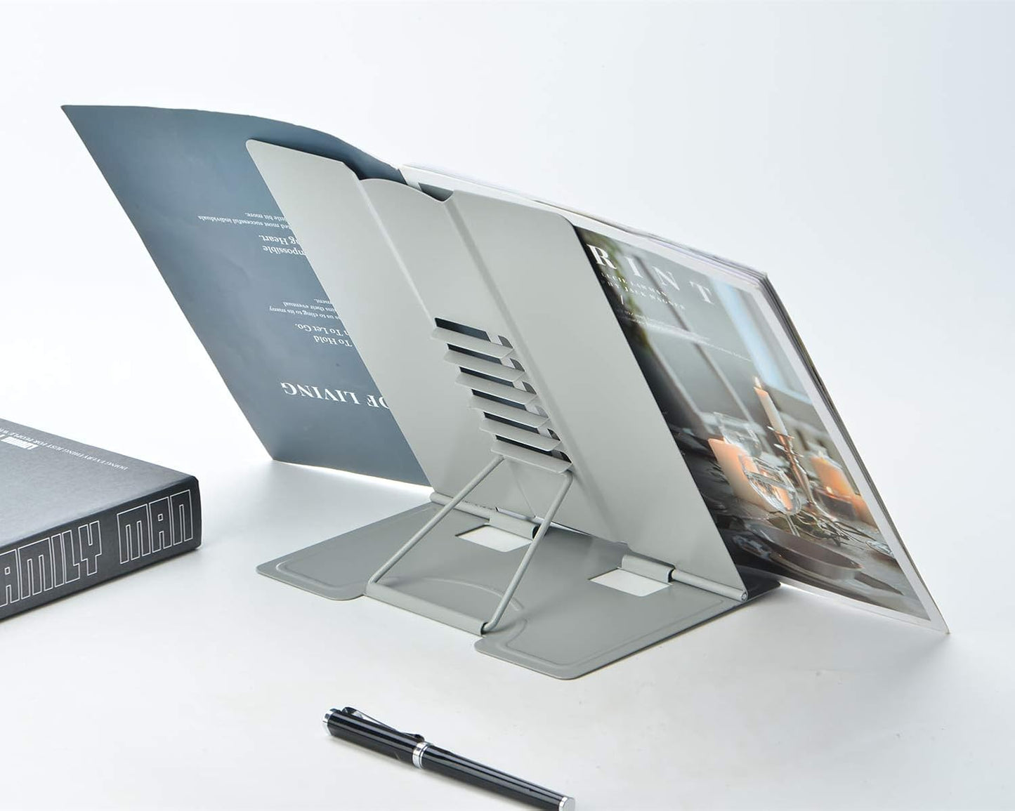Citmage Desk Book Stand Document Holder Heavy Duty Metal Reading Stand with Book Magazine Menu iPad Music Score Speech Draft with 6 Adjustable Positions(Grey)
