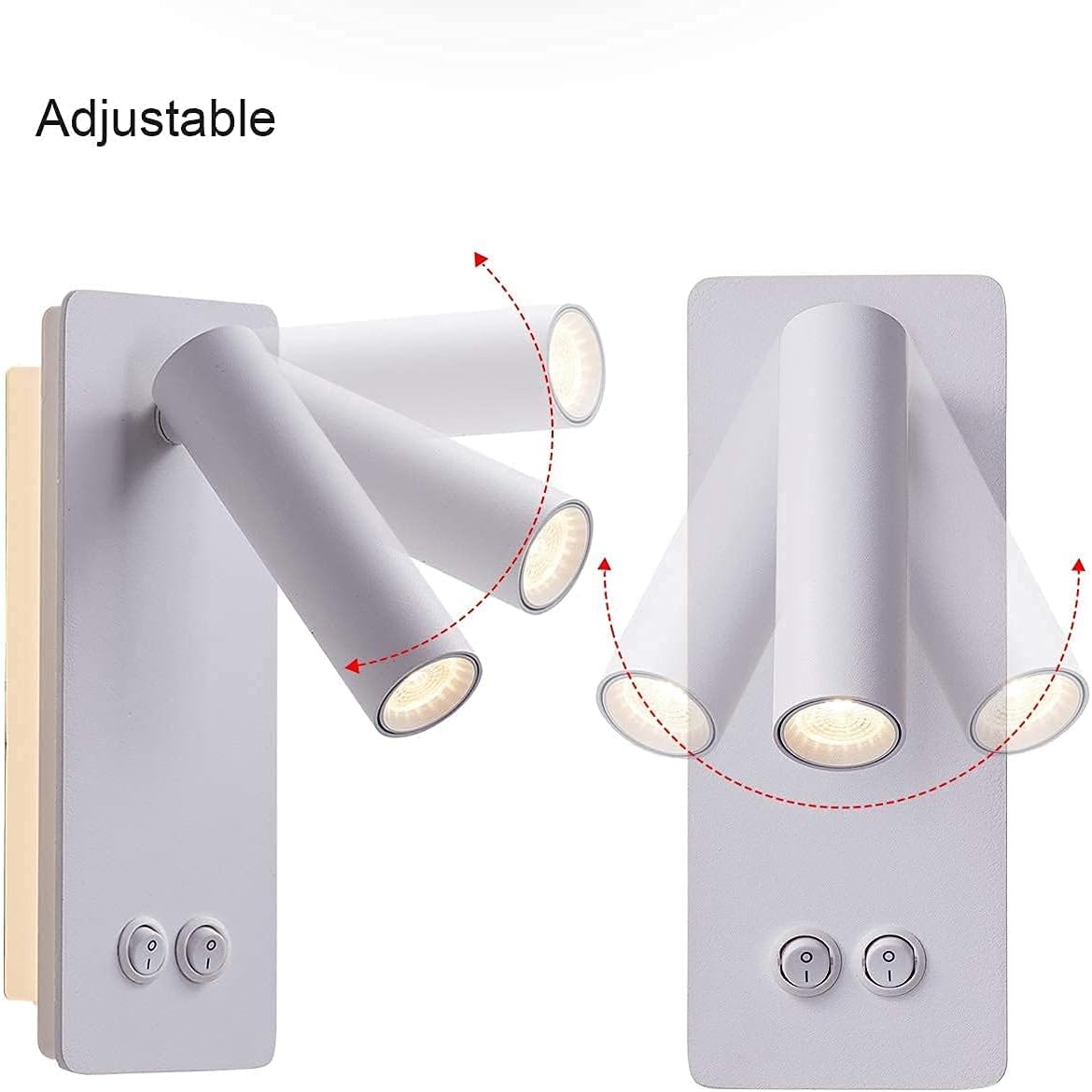 LED Wall Lamp Bedside Reading Light Plug-in 3W Headboard Wall Sconce Adjustable Wall Light with On-Off Switch Background Light 3000K(White)