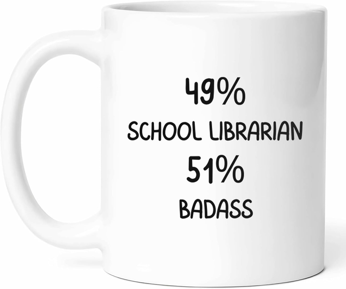 Badass School Librarian Mug - Library Coffee Cup - Book Lover Funny Gift From Teacher - Reading Advocate Tea Mugs - Knowledge Cups - 11 Oz Ceramic Gifts For Educators, Birthday, Him, Her, Christmas
