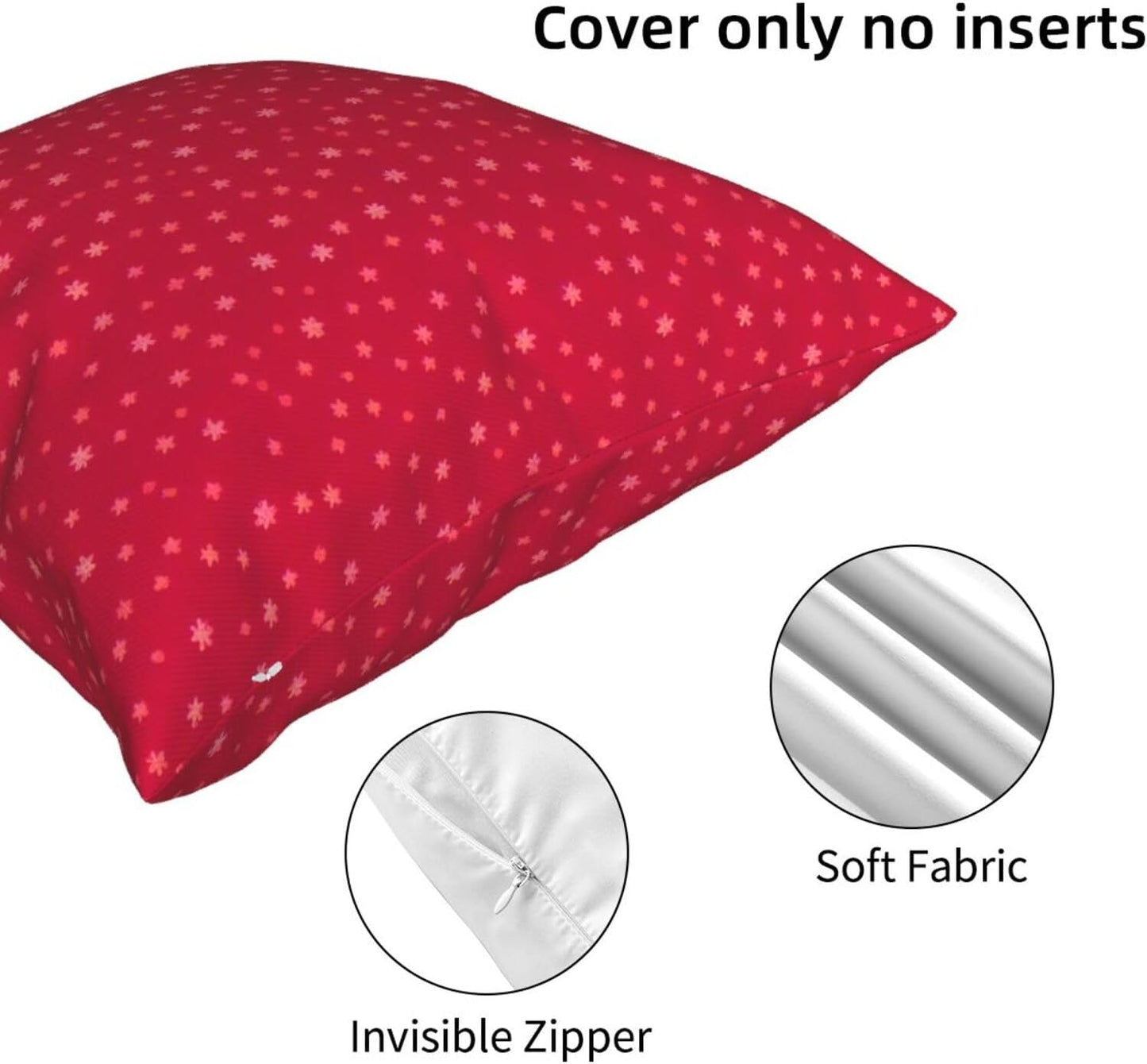 All-Season Square Pillow Covers 18"X18", Xmas Snowflake, Decorative Throw Pillow Covers for Sofa Bed Couch, Hidden Zipper Cushion Cover, Square Lumbar & Accent Pillowcases for Home Decor