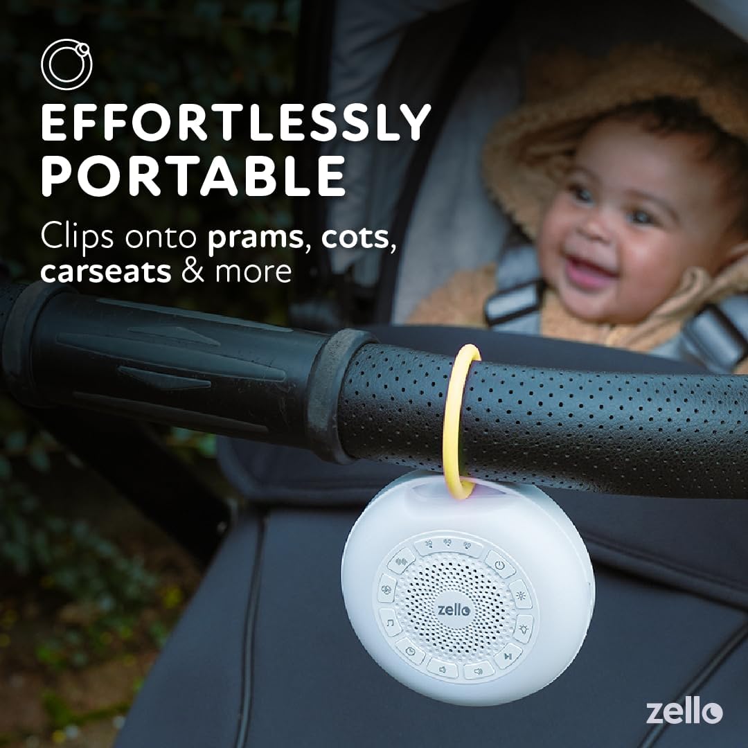 Zello | Portable Pro Max White Noise Machine | 30 Sounds | 55+ Hours Battery Life | 7 Colour Night Light | Child Lock | Sleep Timer | USB Rechargeable | Baby Sleep Aid | Sleep Sound Machine