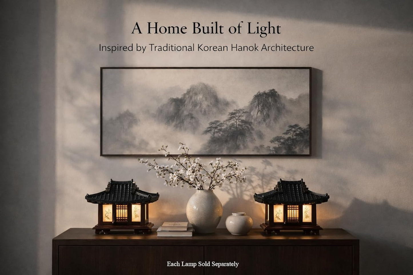 Antique Alive Carved Wood Table Lamp Handmade Traditional Korean Hanok Window Design Vintage Lamp Nightlight Art Home Deco Lantern Brown Asian Oriental Bedside Bedroom Accent Unusual Retro Light