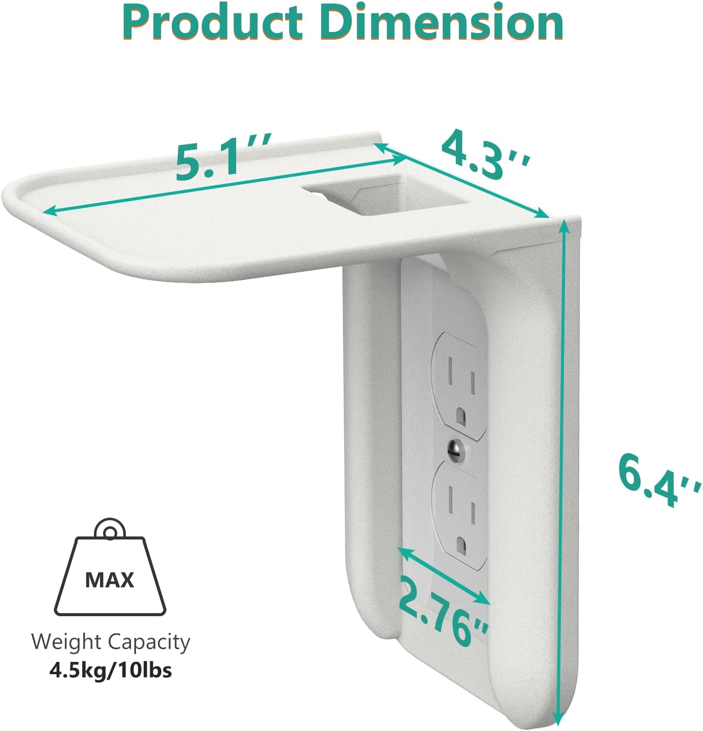 WALI Outlet Shelf Wall Holder, Bathroom Shelf up to 10lbs Standard Vertical Duplex Wall Organizer for Smart Home Decor Space Saving Power Tools, Toothbrush (OLS001-W), 1 Pack, White