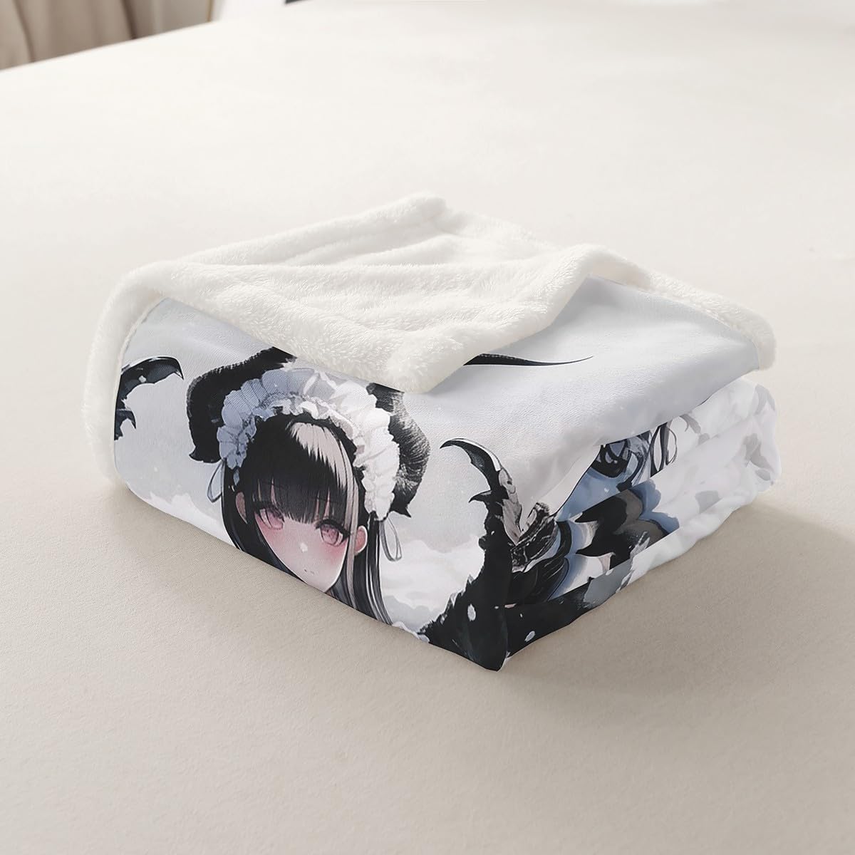 Erosebridal Anime Girl Fleece Blanket Twin Size, Japanese Anime Sherpa Blanket for Kids Girls Teens Women, Cartoon Girl Fuzzy Plush Throw Japanese Animation Sci Fi Style Decor for Sofa Couch