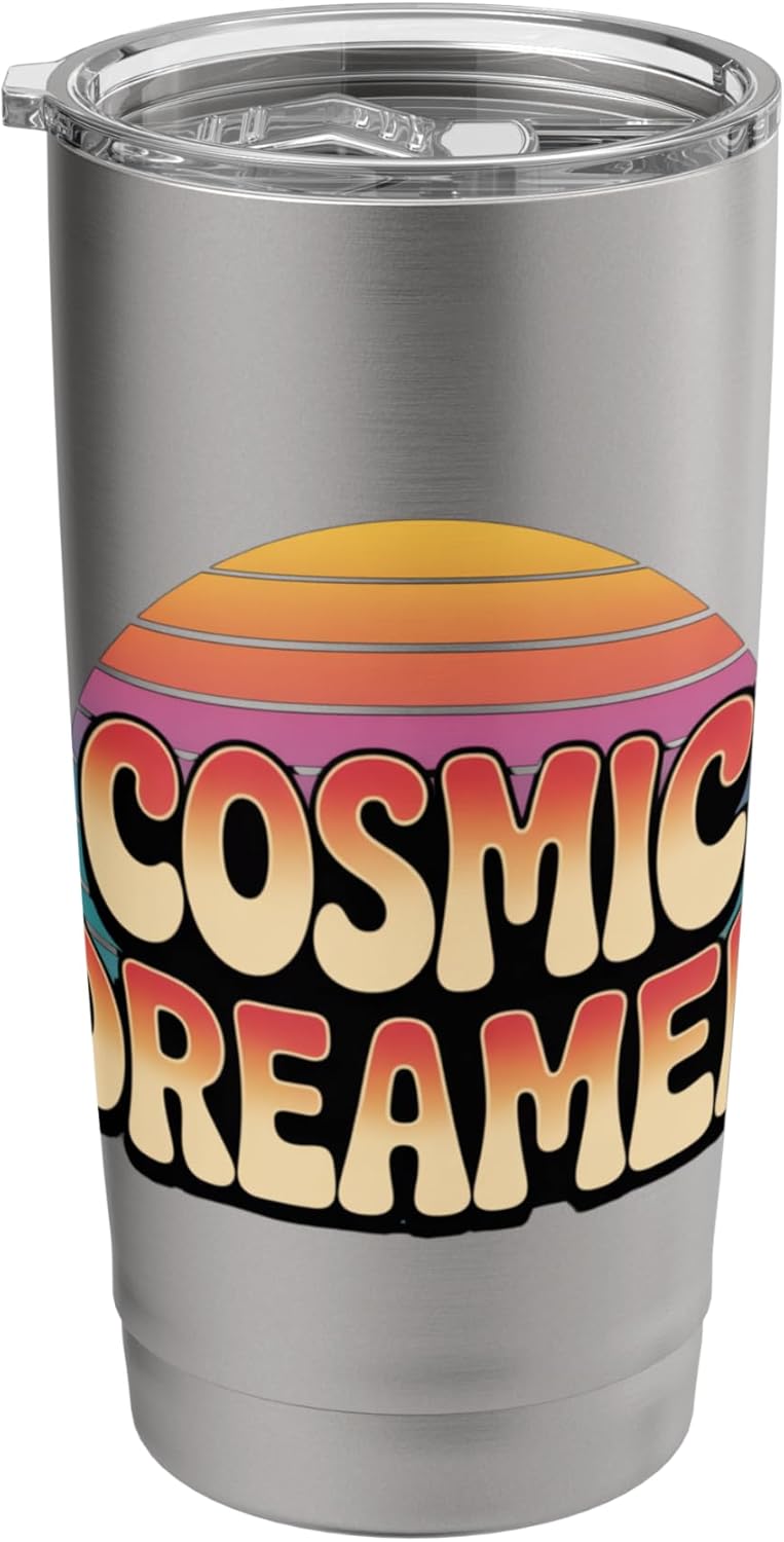Cosmic Dreamer Retro Sunset Logo Vintage Style Stainless Steel Insulated Tumbler