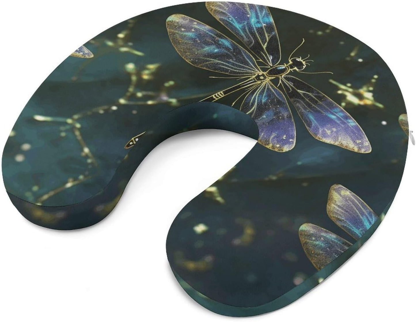 Dragonfly Neck Pillow Memory Foam U Shaped Pillows Portable Pillows for Shoulder Travel Head Support Pillow with Concealed Zipper for Airplane Car Home Office