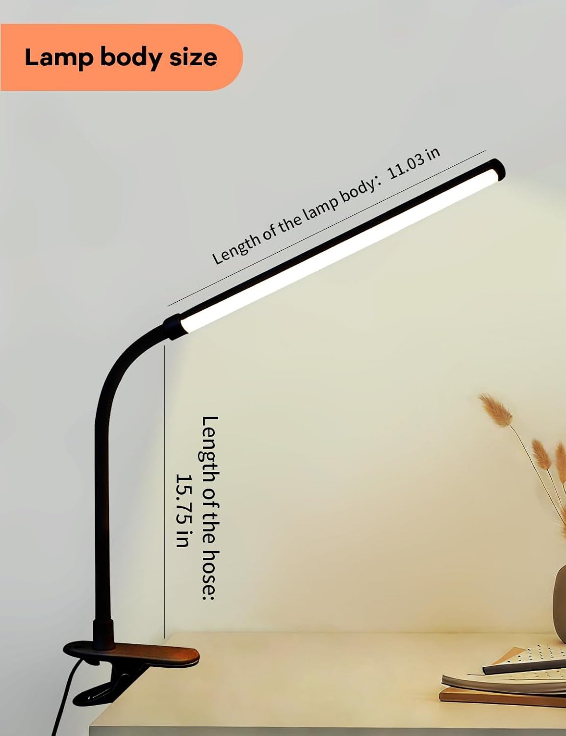 2 Pack LED Desk Lamp with Clamp,Eye-Caring Clip on Lights for Home Office Study Reading,3 Modes 10 Brightness,Long Flexible Goose-Neck,Swing Arm Architect Task Table Lamps with USB Adapter