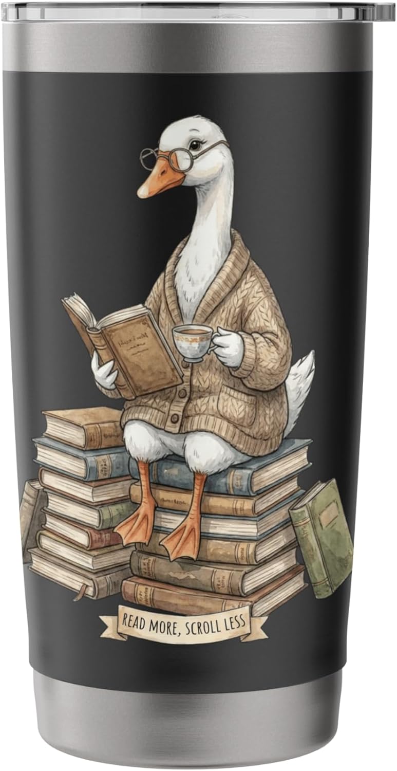 Reading Duck Cozy Illustration Stainless Steel Insulated Tumbler
