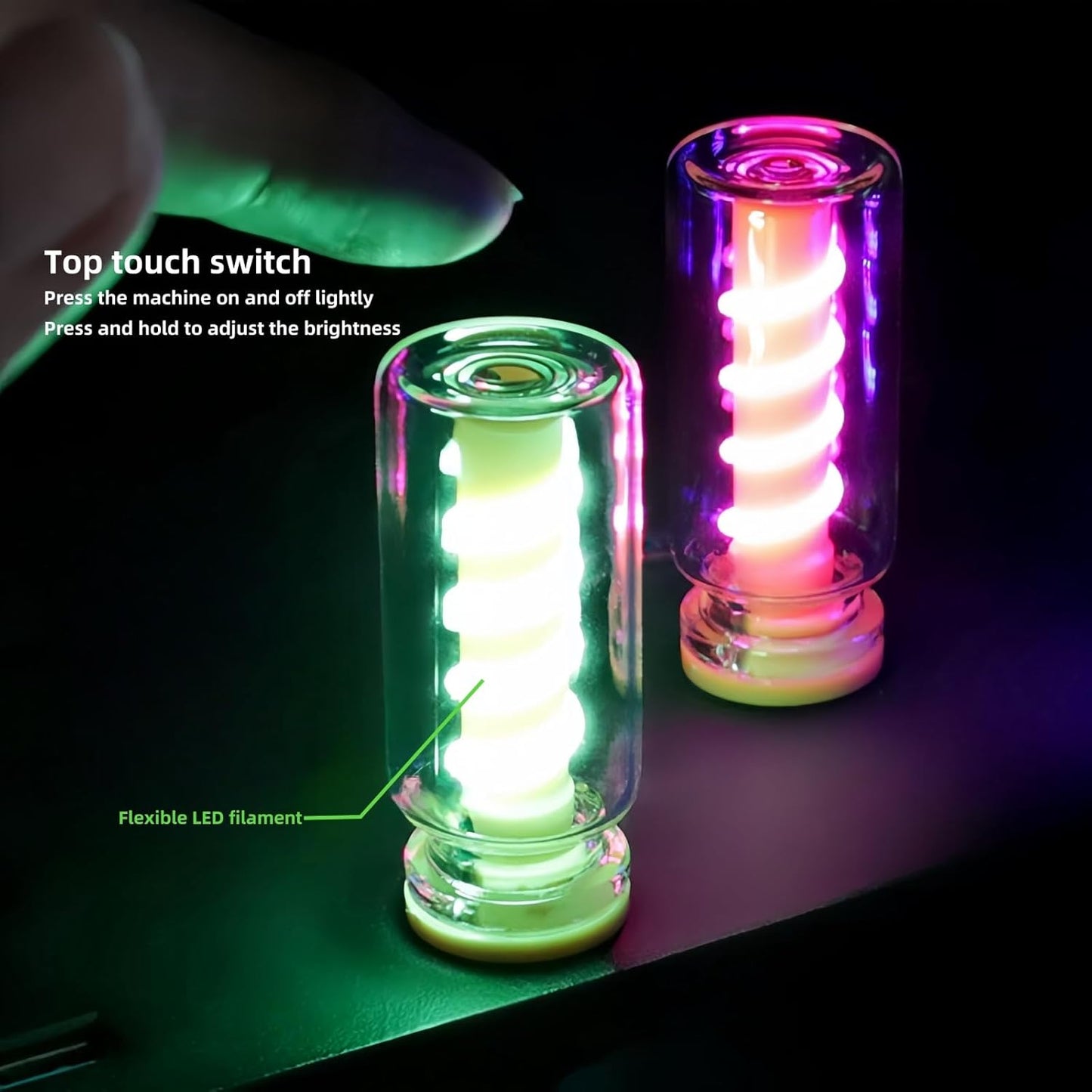 3D Dimmable Touch Control USB Car Interior Lights - Retro Creative LED Ambient Lighting, Universal USB Lights for Cars, bedrooms, Camping, Parties, mini Decorative Lights (Clear-Blue)