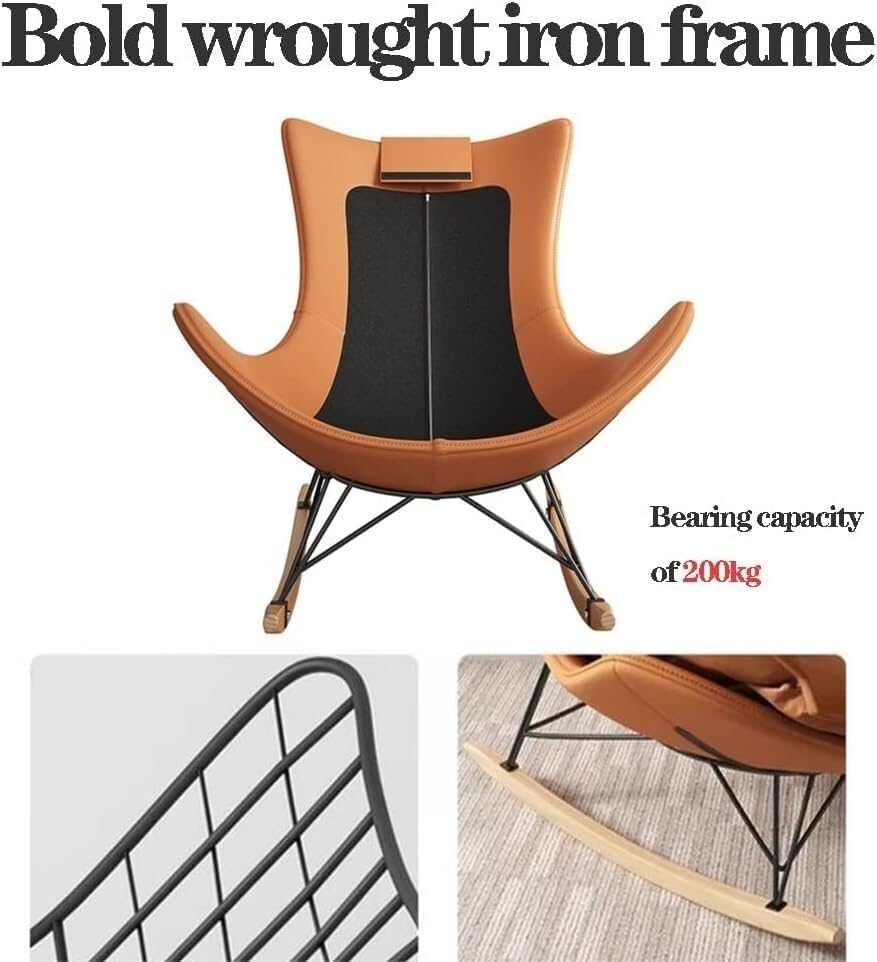 LSLYTQ Leisure Sofa Rocking Chair Glider Rocker with High Backrest Armchair with Ottoman Living Room Tech Cloth Rocker Chairs with Solid Wood Legs