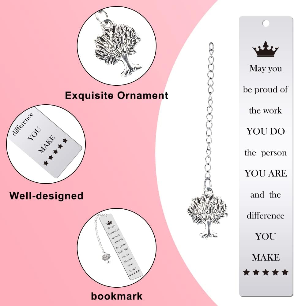 Quimoy Bookmark,Cute Metal Bookmarks for Women with Chain,Book Marks for Book Lovers Teachers Students Summer Back to School New Year Retirement Birthday Gifts Christmas Stocking Stuffers