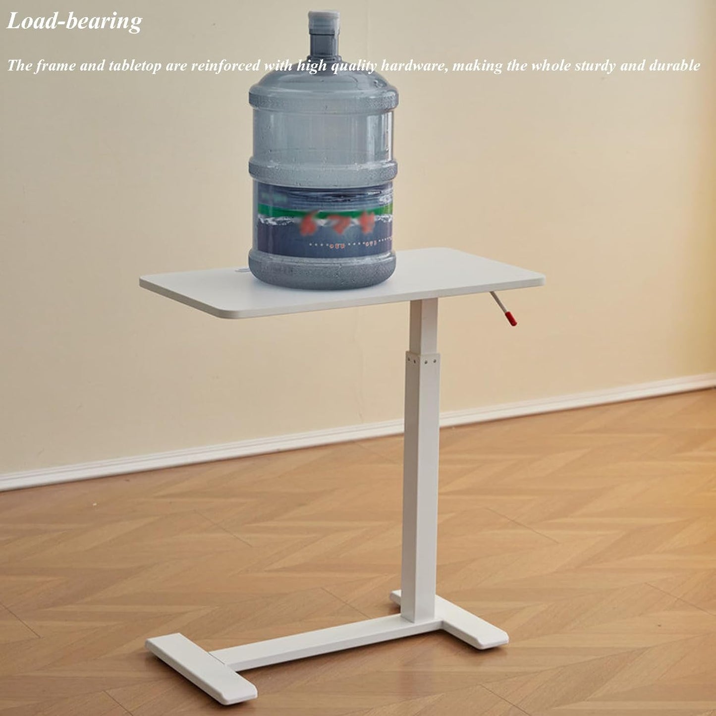Height Adjustable Portable Overbed and Chair Nursing Table with Wheels - Hospital Bed Table - Laptop, Reading, Eating Breakfast Cart Stand C-Shaped Sofa Side Table