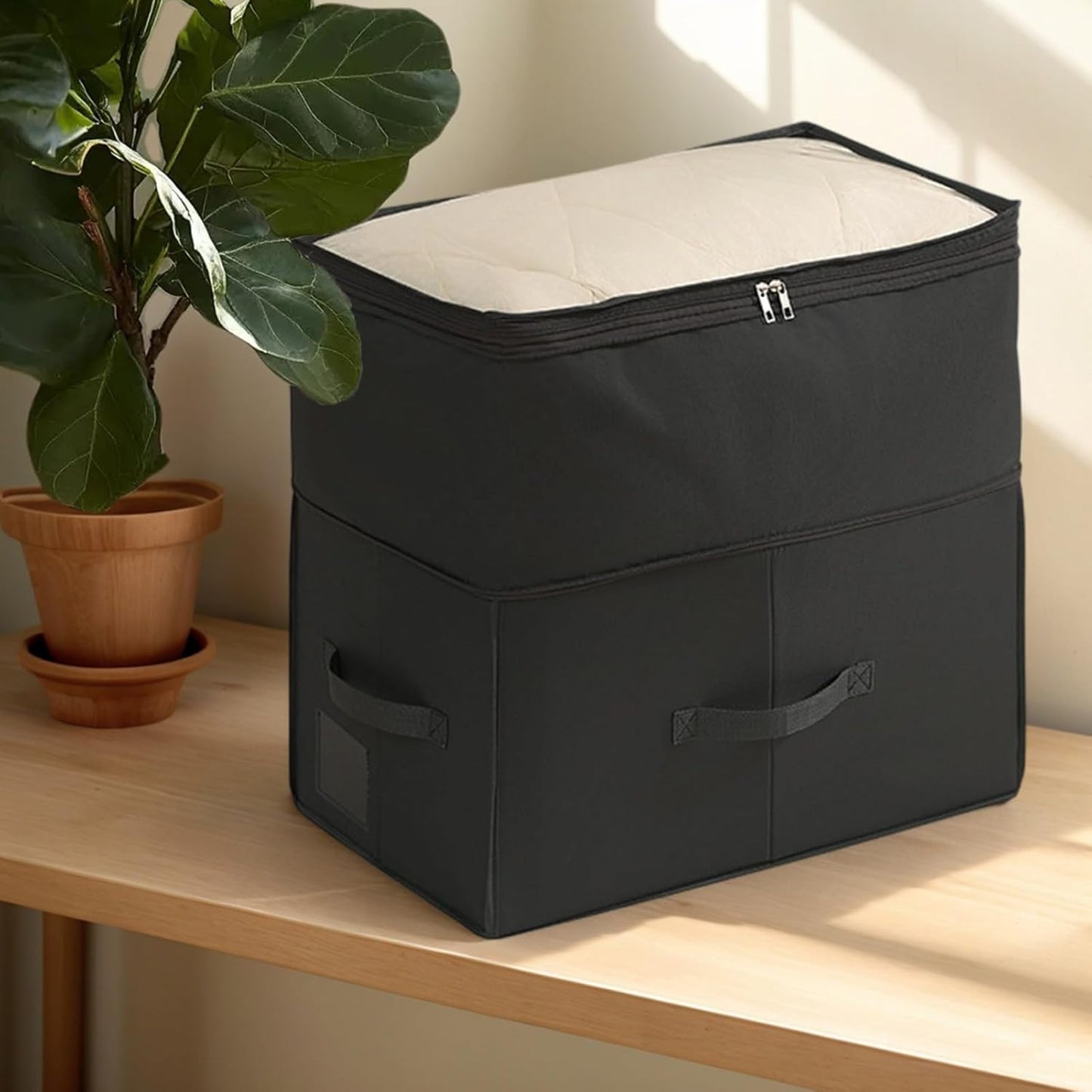 Under Bed Clothes Storage - Large Capacity Foldable Waterproof Box,Under The Bed Storage,for Quilts Blankets Seasonal Clothing Bedding Closet Garage Basement Attic Bedroom Home