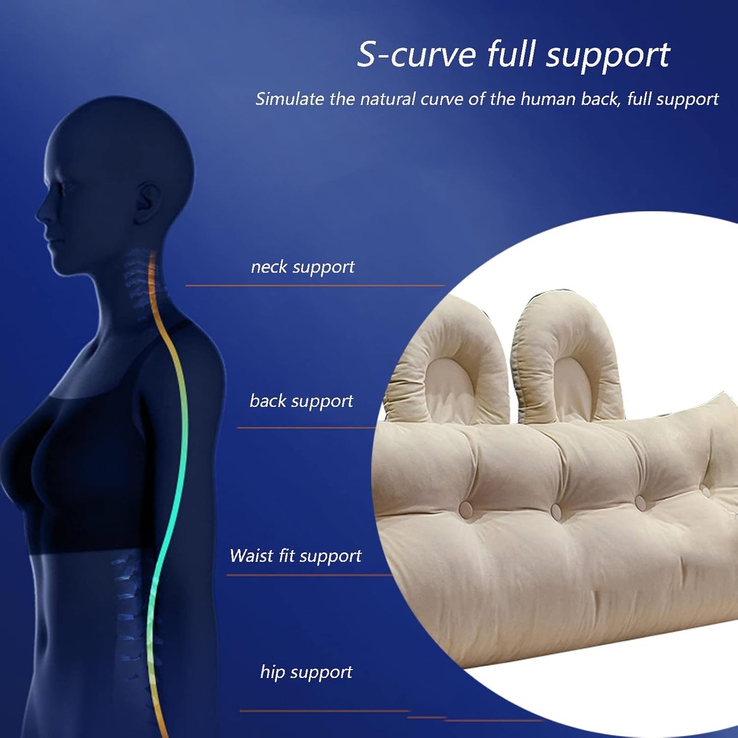 Bed Rest Pillow - 47.25" Headboard Backrest Support for Reading & Relaxing, Soft Positioning Cushion - Ideal for Bed, Couch, and Home Use (I 39.37IN/100CM)