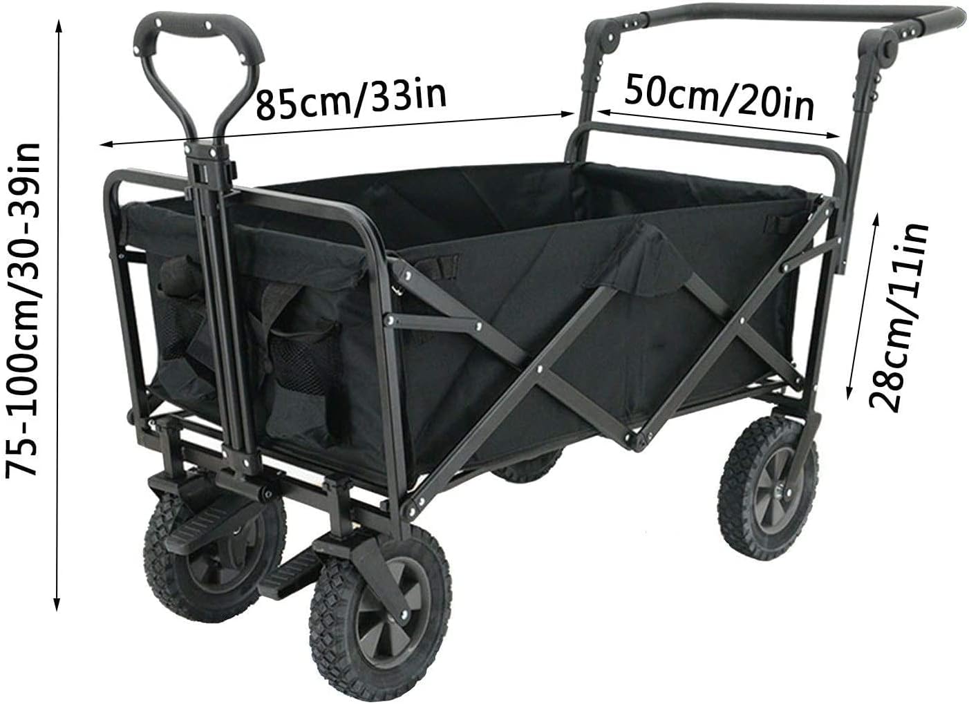 Outdoor Folding Utility Wagon Outdoor Shopping Cart with Romovable Canopy Portable Garden Cart with Storage Basket Foldable Beach Trolley Load-Bearing 80kg / 176lbs (Color : Red) (Orange)