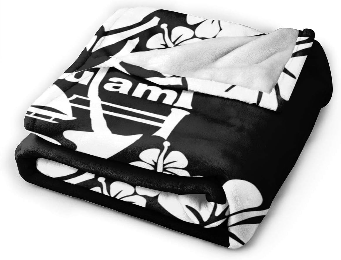 Guam Flower Hibiscus Decal Throw Blanket Super Soft Cozy Lightweight Micro Sherpa Plush Fleece Blanket for Bed Soft Couch Living Room,All Season 60"x50"