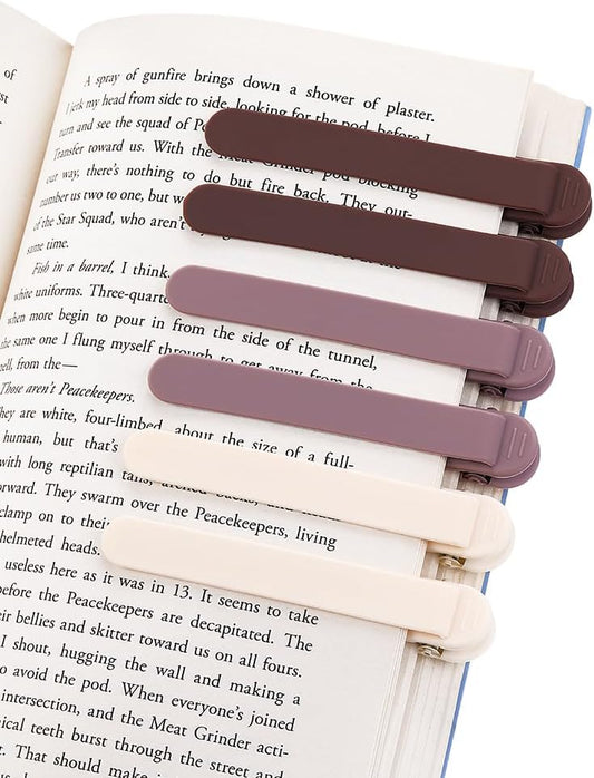 6Pcs Automatic Bookmark, Book Marks for Reading Women Men Kids, Silicone Bookmarks for Women, Unique Book Markers for Reading, Bookmarks Clip Page Holder Accessories for Book Lovers