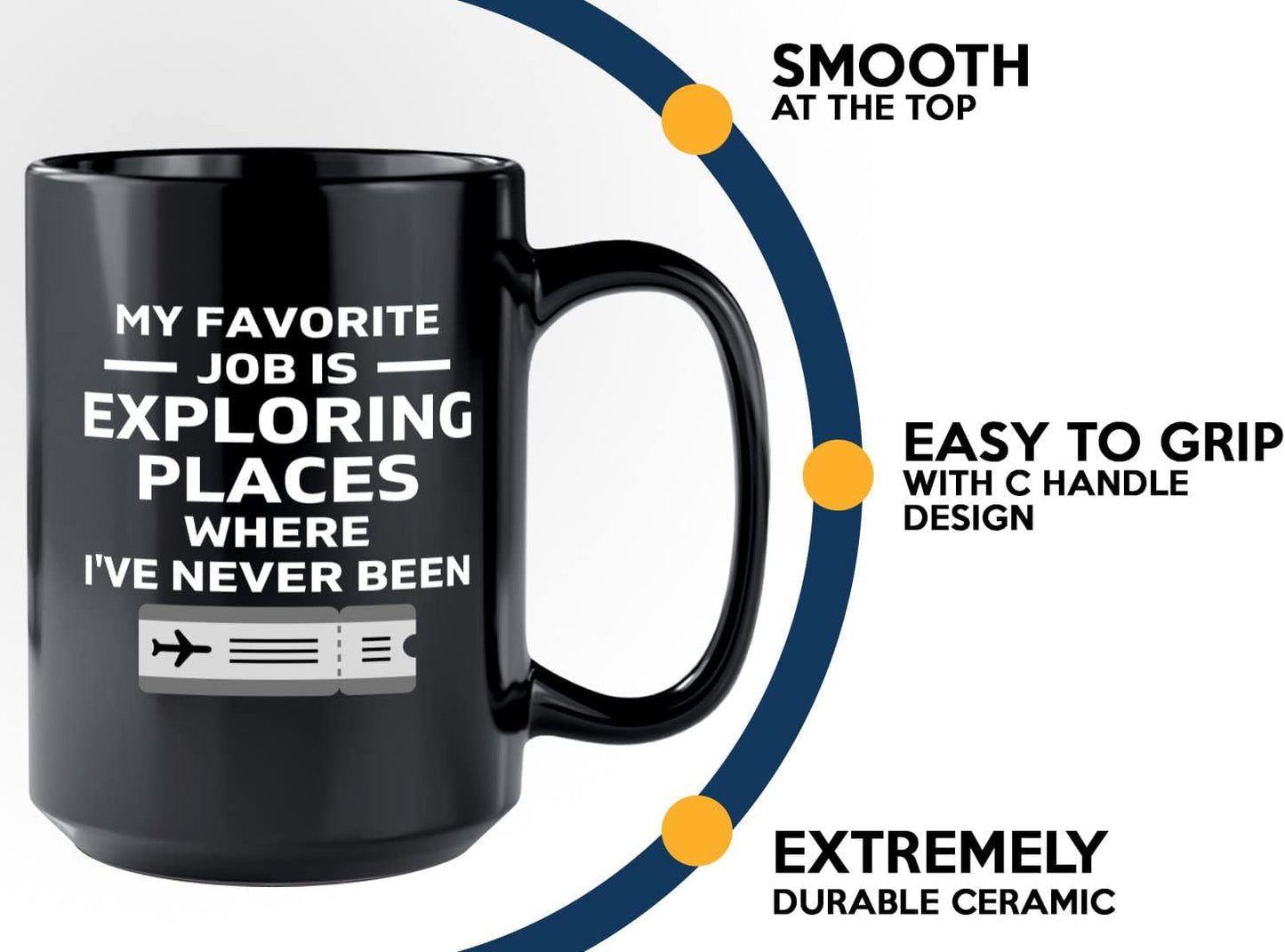 Journalist Coffee Mug 15oz Black -Exploring Places - Reading Lover Book Club Gift Author Appreciation Writer Journalism Novelist Scriptwriter