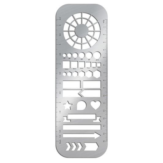 ORIGACH Metal Bookmark Template with Scale, Stainless Steel Painting Template, Stainless Steel Stencils for Journaling, Planner, Engraving, Crafts, 2.7×8Inch